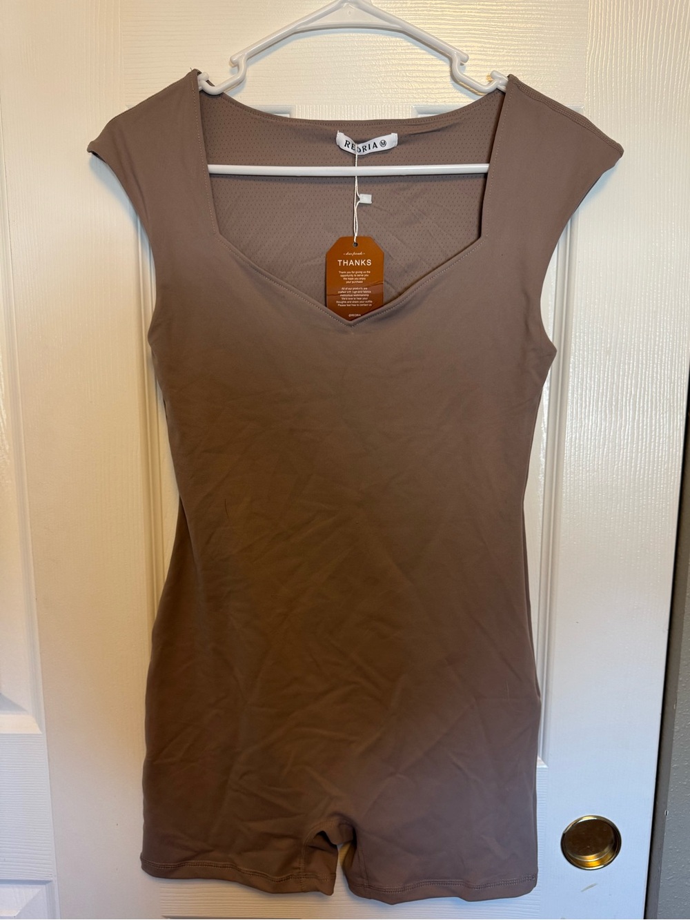 NWT Taupe V-Neck Cap Sleeve Bodysuit Romper